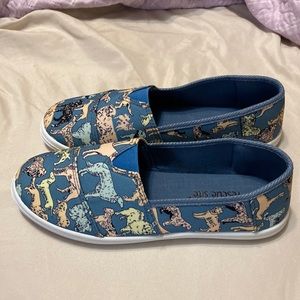 Cute Paw Print Canvas Slip On Shors